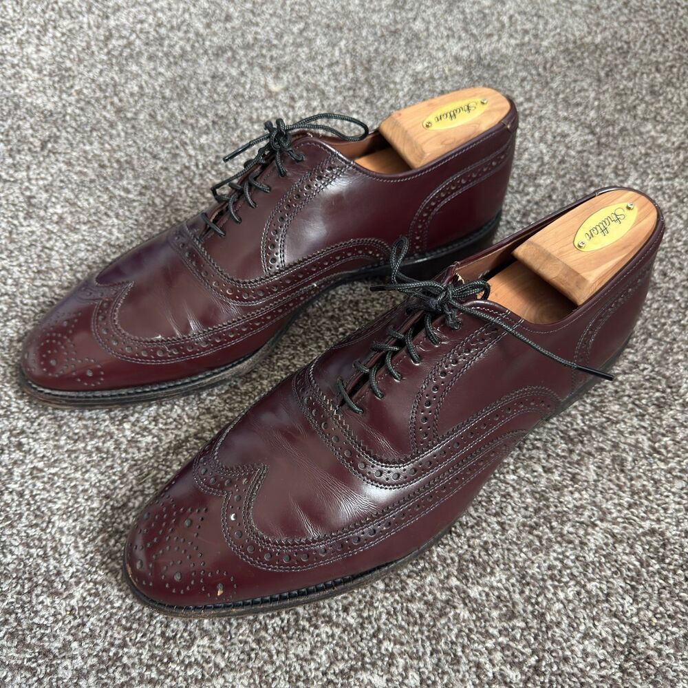 Vintage 90s Allen Edmonds McAllister Burgundy Oxblood Wingtip Oxfords 10D 92161